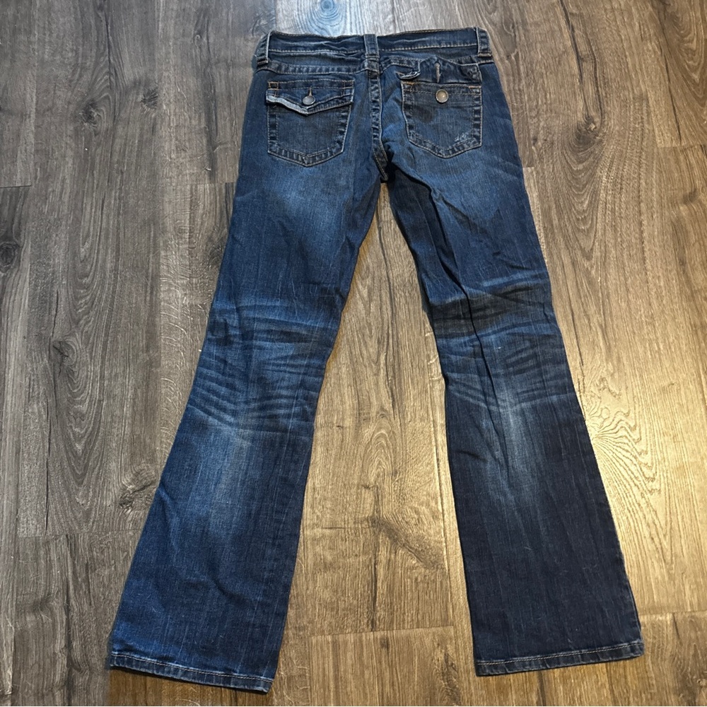 Victoria's Secret Dark Blue Distressed Flare Jeans - Picture 5 of 6